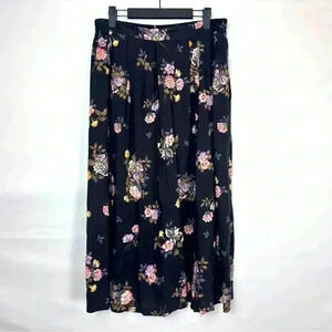 Floral Vintage Sag Harbor Skirt Pockets Pleats Elastic Back Waist